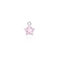 Silver star pendant with a pink zircon stone and claw setting for jewelry making - Pink