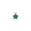 Macro detail of 18K gold plated star pendant with green zircon and silver base - Dark Green