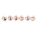 Set of 18K gold plated heart charms with pave cubic zirconia and colorful oil drip pendants - Pink Style / Rose Gold