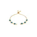 Detailed macro of 18K gold plated bolo bracelet with deep blue faceted crystals - Navy Blue