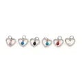 Set of six heart pendants with 18K gold plating, pavé zircon, and colorful drop beads - Pink Style / White Gold