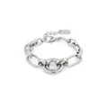 Poliertes silbernes Gliederkettenarmband mit doppelten geometrischen Ringen und Verschluss - Silber