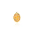 Close-up of 18K gold-plated oval locket with orange hearts and water ripple texture - Orange