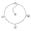 925 sterling zilveren armband met bedeltjes van een zeester, schelp en zirkoon - 925 zilver / Zilver