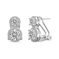 S925 sterling silver double halo stud earrings with round brilliant cut cubic zirconia - Double Halo Rhinestone Earrings (DY110366) / White Gold