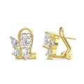 Elegantly gold-plated S925 silver earrings with mixed-cut cubic zirconia stones - Multi-cut Clear Rhinestone Huggie Earrings (DY110365-S-G-WH) / Gold