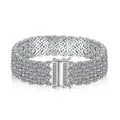 Bracelet multi-rangs en argent scintillant avec zircons et fermoir à clapet de luxe - Or Blanc 16cm (DY150196-S-W-WH#16)