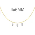 S925 silver necklace with 4x6mm oval zircon pendants in a gold-plated finish - Triple Oval Stone Style (DY191195) / 4x6MM / Gold