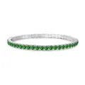 S925 sterling silver tennis bracelet featuring vibrant emerald green cubic zirconia stones - White Gold Green Zirconia Style (DY150431) / 16cm / Green
