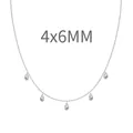 Silver S925 necklace with five 4x6mm teardrop-shaped cubic zirconia pendants - 925 Silver / Platinum (4×6MM)