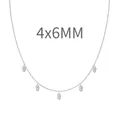 S925 sterling silver necklace with five 4x6mm oval-cut cubic zirconia gemstones - 5-Stone Oval Tassel Style (DY191191) / 4x6MM / White Gold