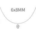 Minimalist S925 silver necklace with 6x8mm oval cut cubic zirconia pendant - Oval Solitaire Style (DY191188) / 925 Silver / 6X8mm / White Gold