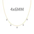 Gold chain necklace with five 4x6mm teardrop zircon charms on white background - 925 Silver / Gold (4×6MM)