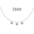 S925 silver necklace featuring three 5mm round brilliant-cut cubic zirconia pendants - 925 Silver / 5mm / Platinum