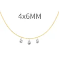 Minimalist s925 silver necklace with three 4x6mm pear-cut sparkling gold-plated pendants - Triple Water Drop Style (DY191194) / 4x6MM / Gold