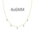 Gold s925 silver necklace with five 4x6mm oval cubic zirconia pendants in minimalist style - 5-Stone Oval Tassel Style (DY191191) / 4x6MM / Gold