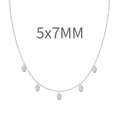 Silver S925 necklace featuring five 5x7mm oval-cut zircon stones on a refined chain - 5-Stone Oval Tassel Style (DY191191) / 5X7mm / White Gold