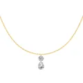 Elegant S925 silver necklace featuring round and pear-shaped zircon pendant in gold finish - Double Stone Water Drop Style (DY191202) / Gold