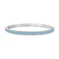 S925 sterling silver stretch tennis bracelet with light blue cubic zirconia stones - White Gold Light Blue Zirconia Style (DY150431) / 925 Silver / 16cm / Light Blue