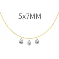 Elegant gold S925 silver necklace with three 5x7mm pear-shaped cubic zirconia pendants - Triple Water Drop Style (DY191194) / 925 Silver / 5X7mm / Gold