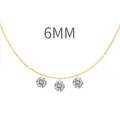 Minimalist gold necklace featuring three 6mm round cubic zirconia charms on a delicate chain - Triple Stone Pendant Style (DY191196) / 6mm / Gold