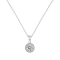 Elegant S925 sterling silver halo necklace with a brilliant round cubic zirconia pendant - 925 Silver / White Gold