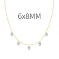 S925 silver gold-plated necklace with five 6x8mm oval-cut cubic zirconia pendants - 5-Stone Oval Tassel Style (DY191191) / 6X8mm / Gold