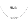 Minimalist S925 sterling silver necklace with three 5mm round cubic zirconia stones - Triple Side-by-Side Stones Style (DY191196) / 5mm / White Gold