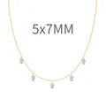 Gold chain necklace with five 5x7mm oval zircon pendants in a refined minimalist style - 5-Stone Oval Tassel Style (DY191191) / 5X7mm / Gold