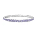 Elastic S925 sterling silver tennis bracelet with lavender purple round cubic zirconia - White Gold Purple Zirconia Style (DY150431) / 925 Silver / 16cm / Violet Blue