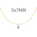 Elegant 5x7MM pear-cut zircon pendant necklace with fine gold chain for women - Pear-Cut Solitaire Style (DY191189) / 925 Silver / 5X7mm / Gold