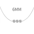 Minimalist S925 sterling silver necklace with three 6mm round cubic zirconia stones - Triple Stone Pendant Style (DY191196) / 6mm / White Gold
