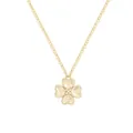 Elegant gold S925 silver four-leaf clover pendant necklace with textured honeycomb design - 925 Silver / Gold (DY191356-S-K-NO)