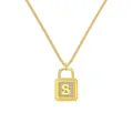 Collier en argent S925 doré avec pendentif cadenas orné de zircons et de la lettre S gravée - Lettre S Cadenas (DY191144) / Argent 925 / Or