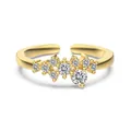 Bague élégante en argent S925 doré avec grappes d'étoiles en zircon et taille réglable - Ouvert Réglable / Style Cluster Incrusté (DY121492) / Or