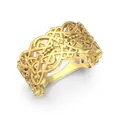 Bague large vintage en argent S925 avec motif dentelle ajourée et finition dorée élégante - Taille 7 / Style de Motif Ajouré Large (DY121507) / Or