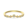 Bague élégante en argent sterling S925 plaqué or avec sept pierres de zircone blanches - Taille 5 / Style en Forme de Couronne (DY121512) / Or