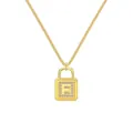Collier pendentif cadenas en argent S925 doré avec incrustation de lettre F en zircon - Lettre F Cadenas (DY191131) / Argent 925 / Or