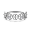 Bague élégante en argent sterling s925 avec dentelle ajourée et cinq diamants brillants - Taille 5 / Style de Bague Ajourée Perlée (DY121510) / Or blanc
