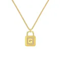 Collier cadenas doré avec lettre G sertie de cristaux et détails de rainures - Lettre G Cadenas (DY191132) / Argent 925 / Or