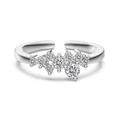 S925 sterling silver open ring with sparkling cluster of zircon star-like stones - Adjustable Open / Cluster Inlaid Style (DY121492) / White Gold