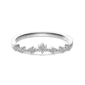 Bague élégante en argent sterling S925 avec zircons blancs et anneau ajustable - Taille 5 / Style en Forme de Couronne (DY121512) / Or blanc