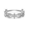 Bague vintage élégante en argent S925 avec motif de dentelle évidée et pierre de zircon - Taille 5 / Style Ajouré de Vigne Vintage (DY121508) / Or blanc