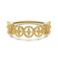Bague vintage en argent S925 doré avec motif de dentelle creuse et pierres blanches - Taille 5 / Style de Bague Ajourée Perlée (DY121510) / Or