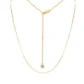 Elegante gouden zigzag golfketting met een rond gezette sprankelende edelsteen hanger - Zigzag Solitair (DY191363) / 925 zilver / Goud