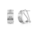 Brushed S925 sterling silver C-hoop earrings featuring three sparkling starburst zircon stones - Silver (DY110369)