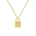 Collier cadenas en argent S925 plaqué or avec pendentif lettre U en zircons pavés - Lettre U Cadenas (DY191146) / Argent 925 / Or