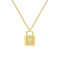 Collier en argent S925 doré avec pendentif cadenas carré et lettre Y en zircons - Lettre Y Cadenas (DY191150) / Argent 925 / Or