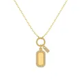 Collana dorata con anello intrecciato e pendenti pavé ottagonali e rettangolari eleganti - Octagon Rectangular Plate Necklace / Oro Doppio Ciondolo (DY191501)