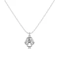Silberne Halskette mit süßem Mädchen-Anhänger und funkelnden runden Zirkonia - 925er Silber / Platin-Silber (DY191635-S-W-WH)
